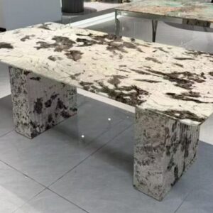 Light Gray & Ink Vein Modern Luxury Marble Dining Table